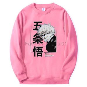 رجال هوديز للرجال من النوع الثقيل Jujutsu Kaisen Gojo Satoru Hoodie مصمم الأزياء Sweatshirts اليابان الأنيمي Pullover Long Sle Harajuku Pink BigSize Streetwear D240429