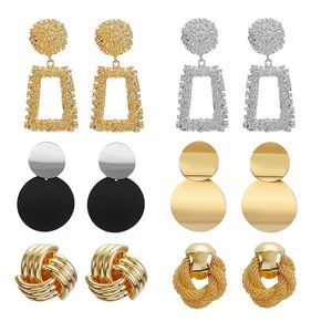 Clip rotonda geometrica in argento oro d'oro vintage su orecchini per donne orecchio vuoto senza perforare gioielli di moda 240418