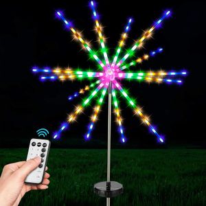 112LEDS 8MODES Tempo de fogos de artifício brilhante Cordamento solar de luz LED de luz interna/ao ar livre Destas à prova d'água do jardim de decoração do jardim da luz de luz 240419