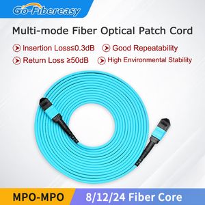 MPO/MTP para MPO Fibra de fibra 12 fibras masculino, tipo B 40 GB/100 GB, OM3 Multi-mode, 5m, 10m, 20m, 30m, 50m, cabo de tronco óptico