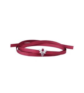 Nytt rött sidenband Choker -halsband Red Corundum Bee Bar Chokers Halsband för kvinnors krage Mujer Collier Ras du Cou Choker Brace3721455