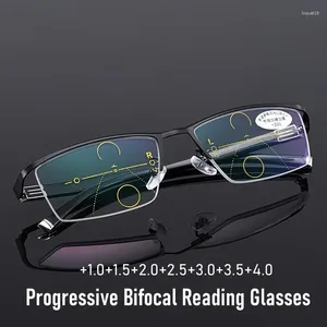 Sonnenbrille Trendy Business Bifokal Lesebrille Halbrahmen weit Sicht verschreibungspflichtige Brille Männer blau Licht blockierende Computer Brillen