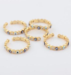 Rings Cluster Lucky Eye Blue Blue Turkish Open Open Ring Open Oro Color Finger Regolable for Women Girls Men Fashion Jewelry5839083
