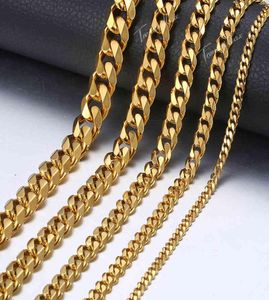 Halsband Mens Rostfritt stål Guld Curb Cuban Link Chain Halsband för män smycken gåvor 311mm HKNM1569363203