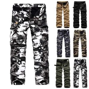 Mäns jeans 2023 Mens Jeans Casual Camouflage Hunting Camouflage Pants Multi Pocket Mens Military Pants Combat Pants (utan bälte) J240429