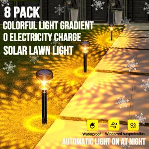 Decorations LED Solar Lights Outdoors Christmas Decorations Garden Lawn Lamps RGB MultiColor Doorway Path Lighting Shine Landscape Lamparas