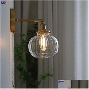 Wall Lamp Iwhd Pl Chain Nordic Modern Sconce Beside Bedroom Bathroom Mirror Stair Light Glass Ball Wandlamp Luminaira Lighting Drop Dhl5X