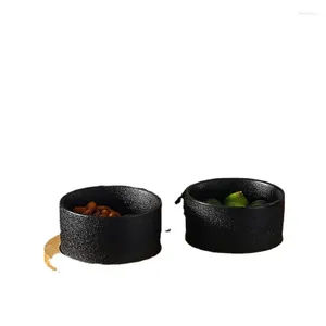 Plates Japanese-style Snack Fruit Bowl Ceramic Plate Divided Grid Dessert Dried Creative With Wooden Tray Set