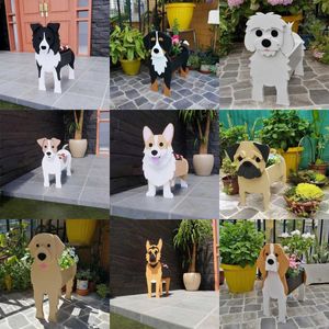 Planters Pots Garden pots dogs plants Schnauzer Bulldogs Poodles Corgi Yorkshire garden DIY Q240429