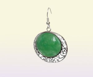 Vintage 925 prata esterlina verde natural jade de moeda natural contas 2 quotaearrings6463463