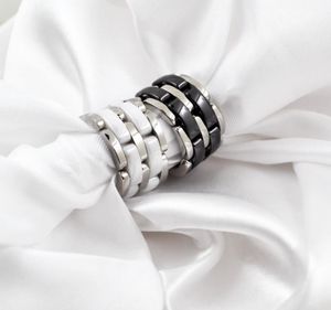 Klassisk enkelrad ring svartvitt keramiska kvinnor039 -parfinger bröllop ring4796346
