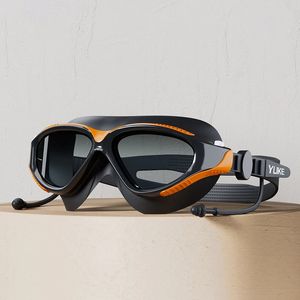 Yüzme Goggles Yetişkinler Kulaklıklar ile Büyük Çerçeve Yüzme Gözlükleri Erkekler İçin Ayarlanabilir Kadınlar Profesyonel HD Boz Anti Silikon Gözlük 240411