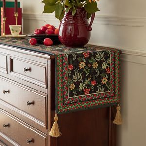 Runner da tavolo in stile floreale di lusso, cover cover per cover per country rustic country, decorazione da tavolo da pranzo in cucina autunnale per decorazioni per feste domestiche