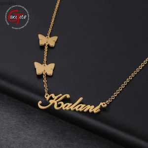 Pendant Necklaces Goxijite Customized Name Womens Necklace Personalized Double Butterfly Name Pendant Necklace Birthday Party Jewelry GiftsWX