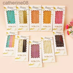 Candles 6PCS Art Wave Pencil Happy Birthday Candle Cake Decoration Set Long Straight Pole Colorful Creative Party Supplies Tools Years d240429