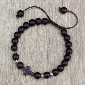 Strand 12 Styles Men Natural Stone Cross Bracelets Lava Turquoise Beaded Braided Wristband Women Yoga Pulser Jesus Prayer Jewelry Gifts