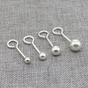 Stud Earrings 8prs Of 925 Sterling Silver Ball W/ Open Ring 2.5mm 3mm 4mm 5mm