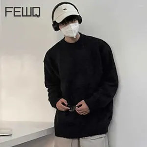 Men's Sweaters FEWQ American Style Male Mohair Pullover Round Collar Solid Color Men Knitting Pullovers Casual Spring 2024 24X6098