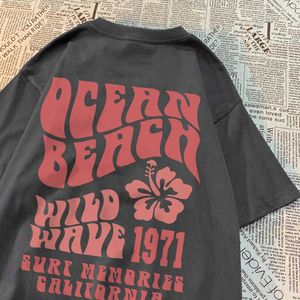 Mäns T-shirts Ocean Beach Wild Wave 1971 Surf Memories California Men Tops Overized T Clothing Summer Cotton Loose Tshirts Casual Shirt H240429
