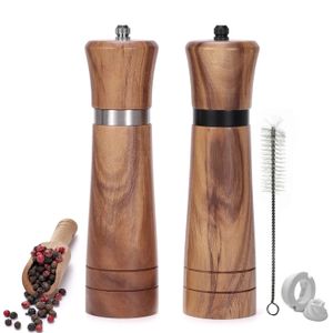 Pepper Grinder Wood Salt and Mills Sets included a spare ceramic brush Shakers for your kitchen 240429