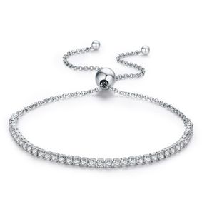 Utrustade varumärkesavtal 925 Sterling Silver Sparkling Strand Armband Women Link Tennis Armband Silver Jewelry7415720