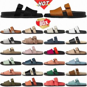 Designer Sandalen Hausschuhe Sandalenrutschen Schieber Sliders Sipper Womens Herren Canva Leinwand Bottomfell Schwarzes Leder Kalb