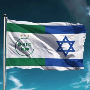 Dekorationen Israel und Maccabi Haifa 3 Sterne Flagge wasserdichte Fußballverein Fußballmannschaft Banner Outdoors Dekor Gartendekoration Halten Sie Hintergrund