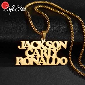 Pendant Necklaces Sifisri Personalized Customized Name Necklace Mens Stainless Steel Cuban Chain Pendant Unisex Birthday Jewelry GiftWX