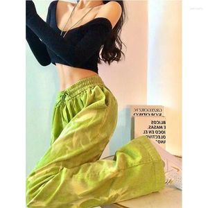 Frauenhose Frauen y2k Cord Koreanische Mode Harajuku Weitbein sowie Größe Hochhochschuh Schnitt Avocado Grüne Hosen