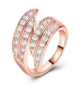 Pierścionki ślubne Rose Gold Crystal Pierścień Kobiety Temperament modowy Rhinestone Cyrkon Jeweller