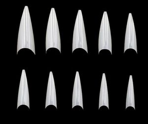 500 PCS 10 Sizes Nail Art Tips Stiletto Pointy Full Cover False Nail Natural Style Acrylic UV Gel Fake Salon French Acrylic320e6236277