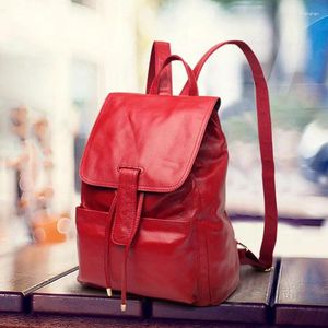 Bolsas escolares mochila feminina viaja grande bolsa escolar de couro para meninas bolsa ombro feminino traseiro mochila