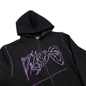 Men's Hoodies Sweatshirts Personality Y2K Style Letter Embroidery Hoodie Men Retro Casual Long Slved Sweatshirt Hip Hop Punk Strt Clothes New H240429