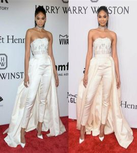 Charming Zuhair Murad Jumpsuit Prom Dresses With Removable Skirt Red Carpet Bateau Simple Lace Applique Corset Evening Gowns Forma9802212