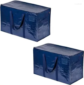 Förvaringspåsar 2 Pack Moving Boxes College Packing med lock Tunga Totes extra stora robusta handtag blixtlås
