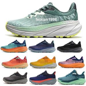 Hokah Challenger ATR 7 Trail Running Shoes For Men Women Tenis Trainer Sneaker Wide Hola One One Harbor Mist Ceramic Vibrant Orange Man Woman Size 5.5 - 12