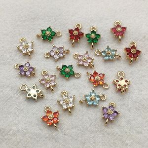 Arrival 13x8mm 50pcs Copper With Cubic Zirconia Flower Connectors For Earrings AccessoriesEarring PartsJewelry Making DIY 240429
