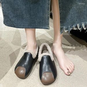 Casual Shoes Winter Women Is Fur Slippers Waterproof Warm Family Slide Indoor Housewife Thick Platform Comfortable Simple Flat 2024