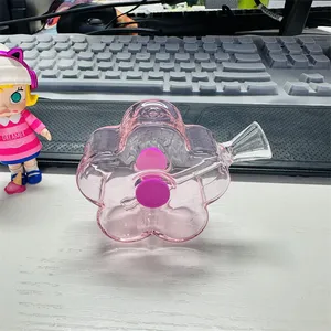 Protbale 3inches Smoking Accessories Pink Flower Glass Water Bong Oils Hookahs Mini Smoking Pipe Bubbler 3 Inch Dabber