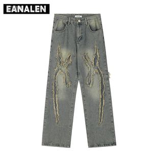 Harajuku Vintage Tie-Dye Loose Jeans Herren Y2k Streetwear Gothic Punk übergroß