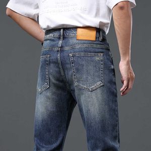 Jeans 2023 Mens Spring and Autumn Slim Fit Elastic Versatile Pants Wear Resistant High End Casual Fashion Summer