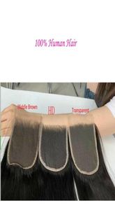 Indian Human Hair 6x6 5x5 HD Lace Closure Baby Hairs 1822 cal naturalny kolor jedwabisty prosty 5147639