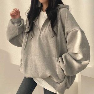 Herrtröjor tröjor y2k koreansk hoodie harajuku kvinnors extra stor casual hoodie lykta långärmad ficklakare sweatshirtl2404