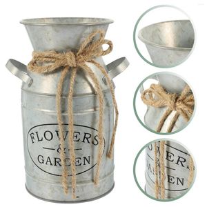 Vases Vintage Flowerpot Wedding Decorations Rustic Farmhouse Tin Iron Floral Arrangement