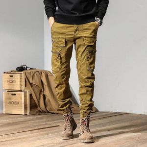 Calças masculinas Primavera e outono American Retro Cargo Combinado Moda Moda Brand Loose Lavagem Pesada Lavagem Grande Casual Casual