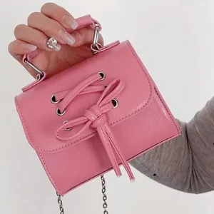 Drawstring Xiuya Small Pink Womens Shoulder Bag Chains Designer Fashion Korean Handbag Casual Bow Sweet Cute Female Coin Purse