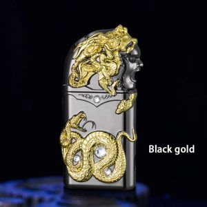 DEBANG New Design Product Medusa Double Flame Lighter Butane Lighter WINDPROOF LIGHTER