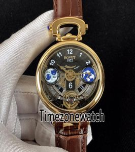 Bovet Amadeo Fleurier Grand Complikacje Edouard Touardon Yellow Gold Case Black Skeleton Dial Szwajcarski kwarc męski Zegarek Brown Le2398643