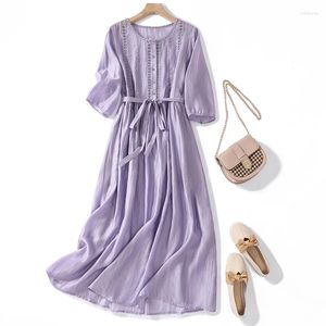 파티 드레스 여름 여자 드레스 반 소매 둥근 목 레이스 패치 워크 중공 out long casual loose up sundress