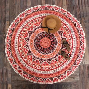 European geometric flower Tapestry Mandala Bohemia Round Beach Towel Shawl Home Decorative 150Cm Cover Cloth Outdoor Yoga Mat 240420